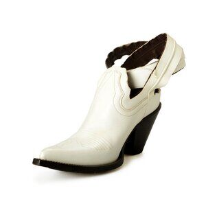 Versace Women's White Gold Medusa Heeled Sandals Mules Shoes US 5 IT 35